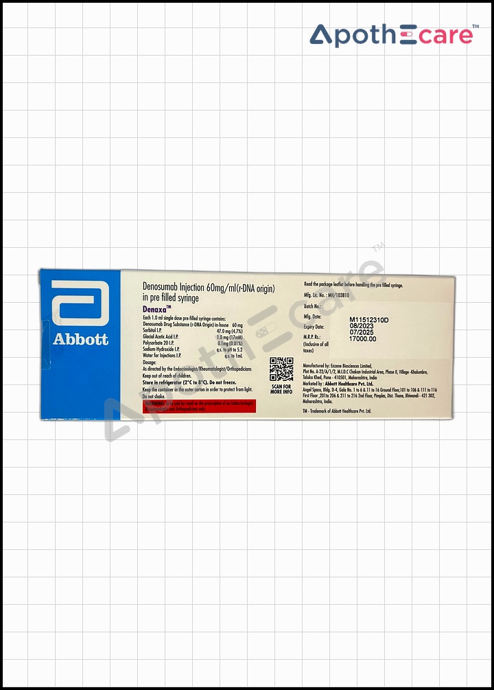 Denaxa 60mg Injection, a monoclonal antibody used primarily in the treatment of bone-related conditions.