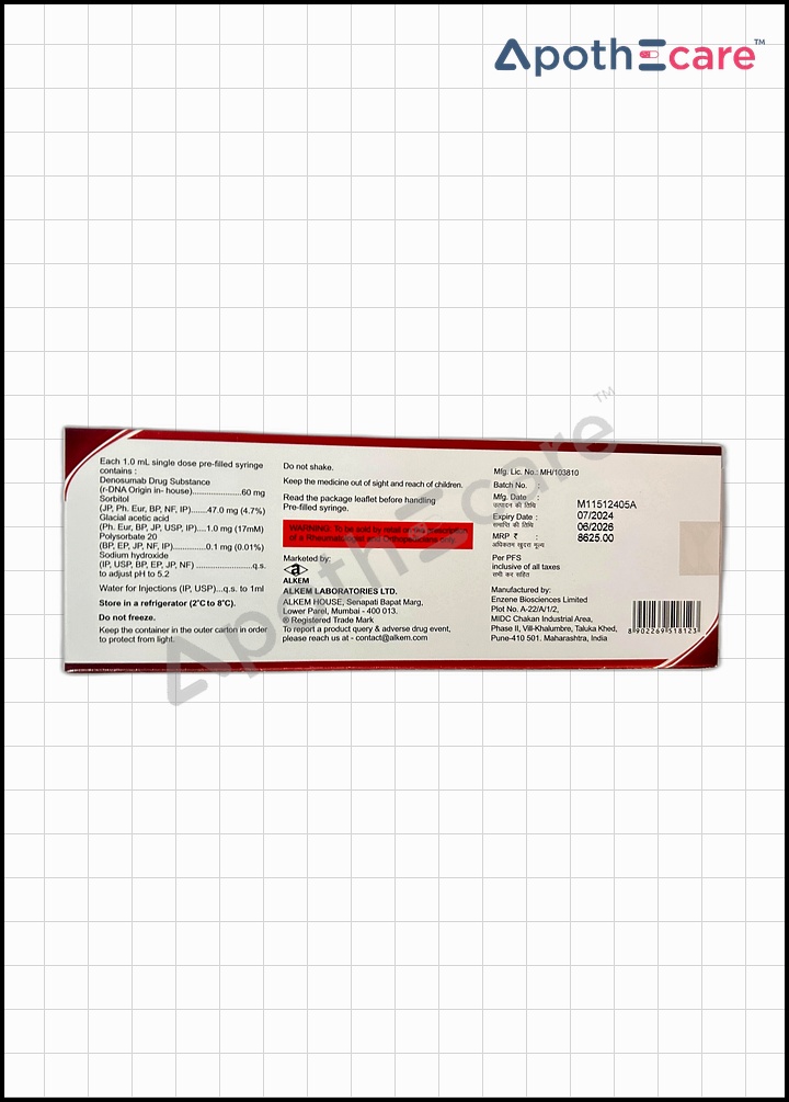 Denub 60mg Injection, a monoclonal antibody used primarily in the treatment of bone-related conditions.