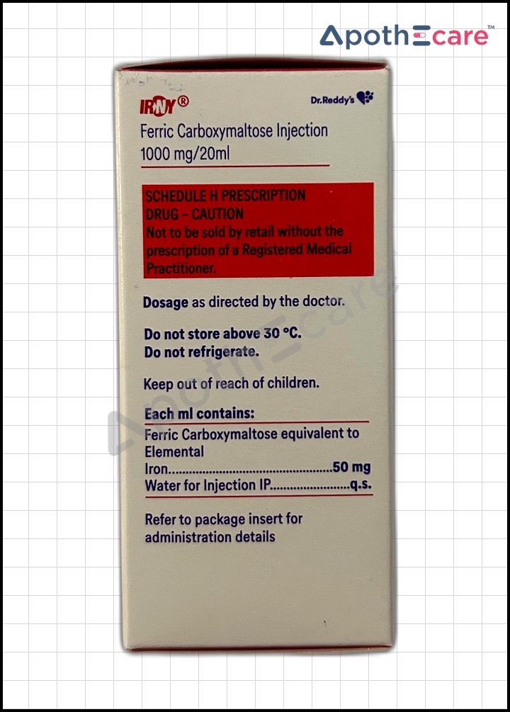 IRNY 1000mg Injection, is used to treat iron-deficiency anemia