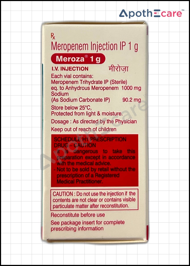 Meroza 1gm Injection, is a broad-spectrum antibiotic used to treat severe bacterial infections.