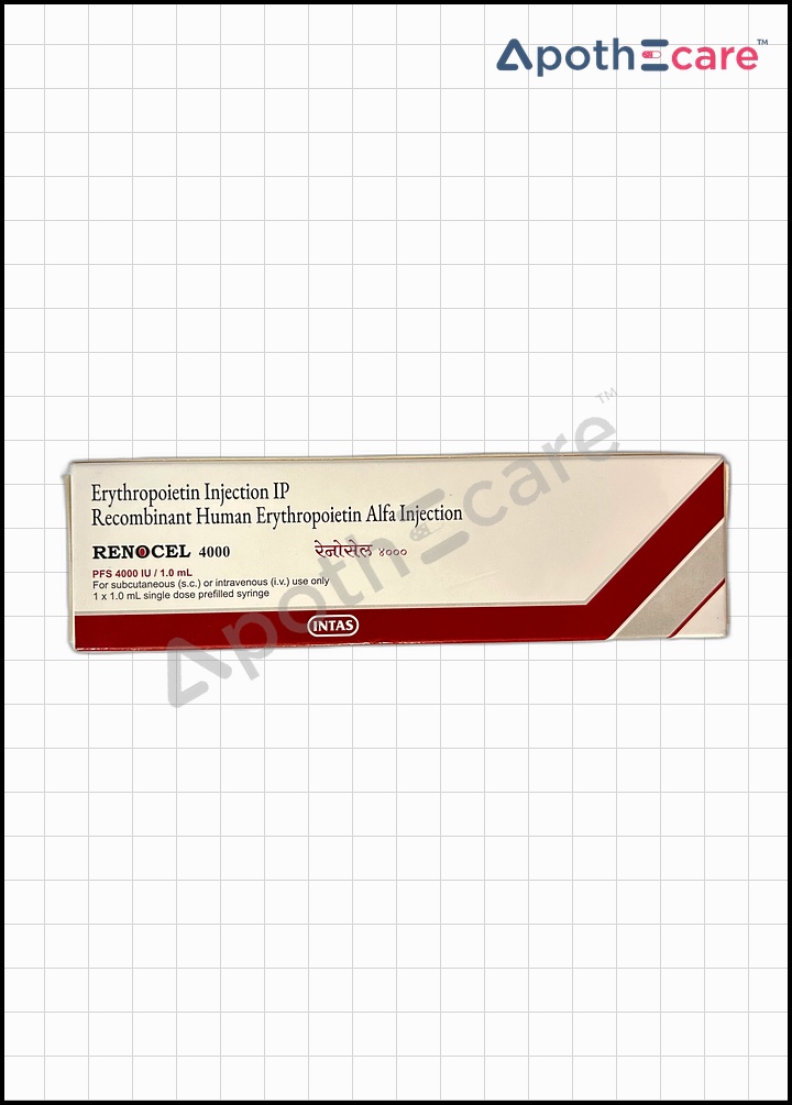 Renocel 4000IU Injection, is used to treat anemia from HIV treatment, cancer chemotherapy.