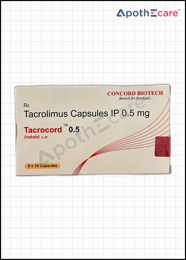 Tacrocord 0.5mg Capsule, used primarily to prevent organ rejection.