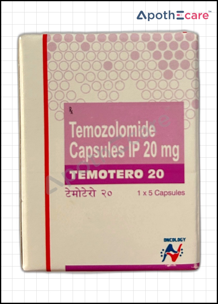 Temotero 20mg Capsule, used primarily to treat certain types of brain cancers.