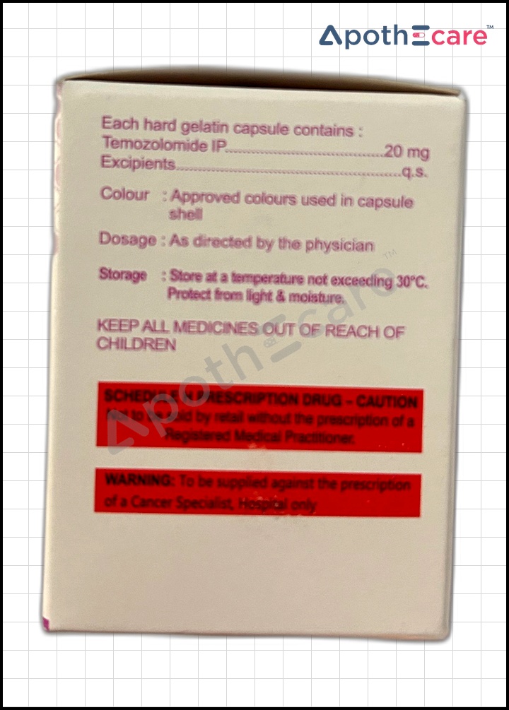 Temotero 20mg Capsule, used primarily to treat certain types of brain cancers.