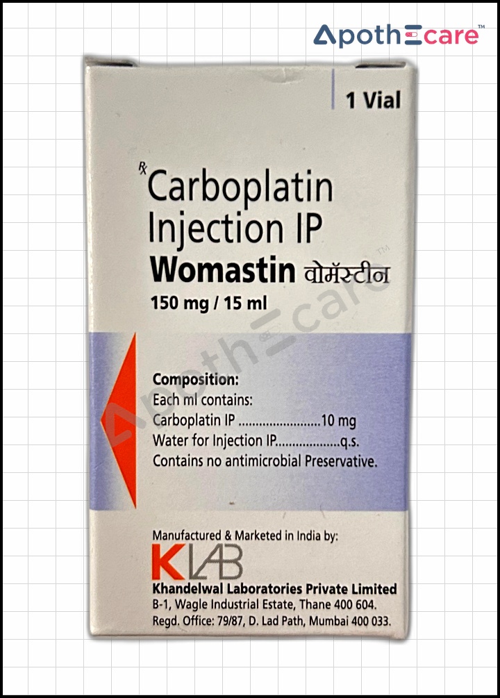 Womastin 150mg Injection, which is a platinum-based chemotherapy drug used to treat various types of cancer.