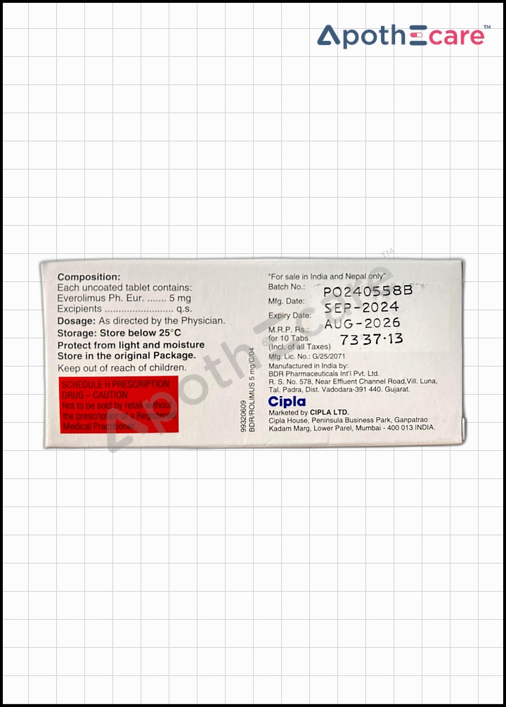 Rolimus 5 Tablet, It is used to treat cancer as well as other illnesses.