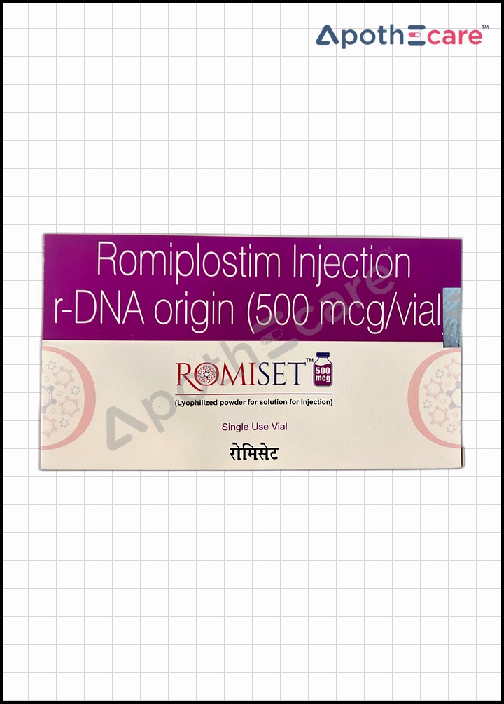 Romiset 500mcg Injection, is a thrombopoietin receptor agonist used primarily to treat thrombocytopenia