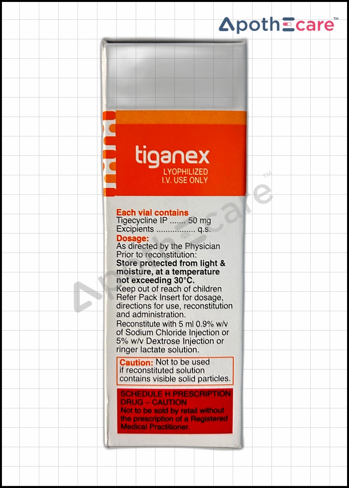 Tiganex 50mg Injection, used in the treatment of bacterial infection.