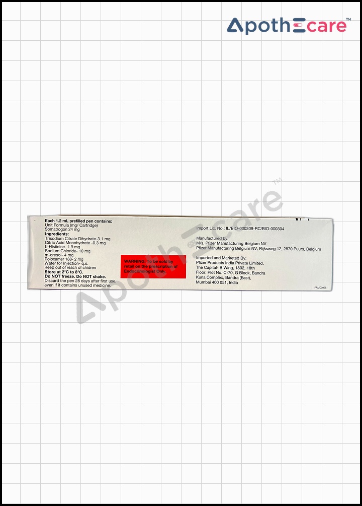 Genryzon 24mg Injection, used in the treatment of growth hormone deficiency in children and adolescents.