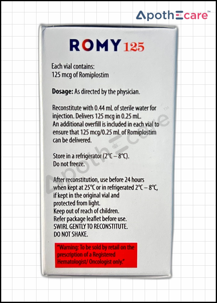 Romy 125mcg Injection, used primarily to treat thrombocytopenia and thrombocytopenic purpura