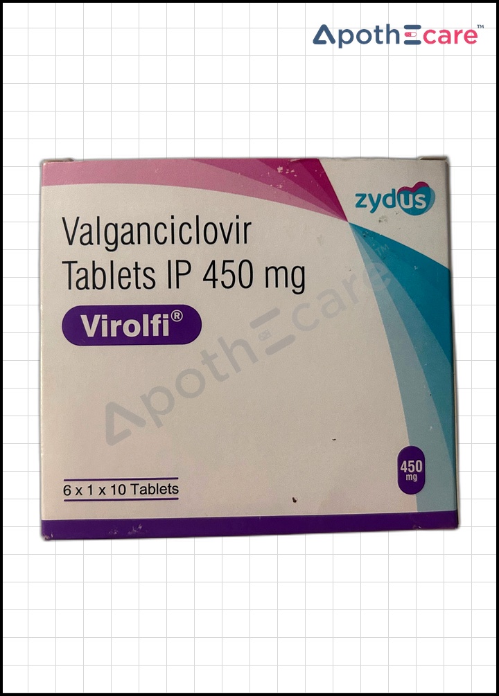 Virolfi 450mg Tablet, an antiviral medication used to treat cytomegalovirus infections.