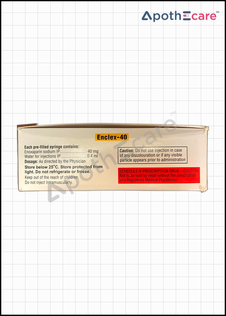Enclex 40mg Injection, used as an anticoagulant to prevent and treat blood clots.