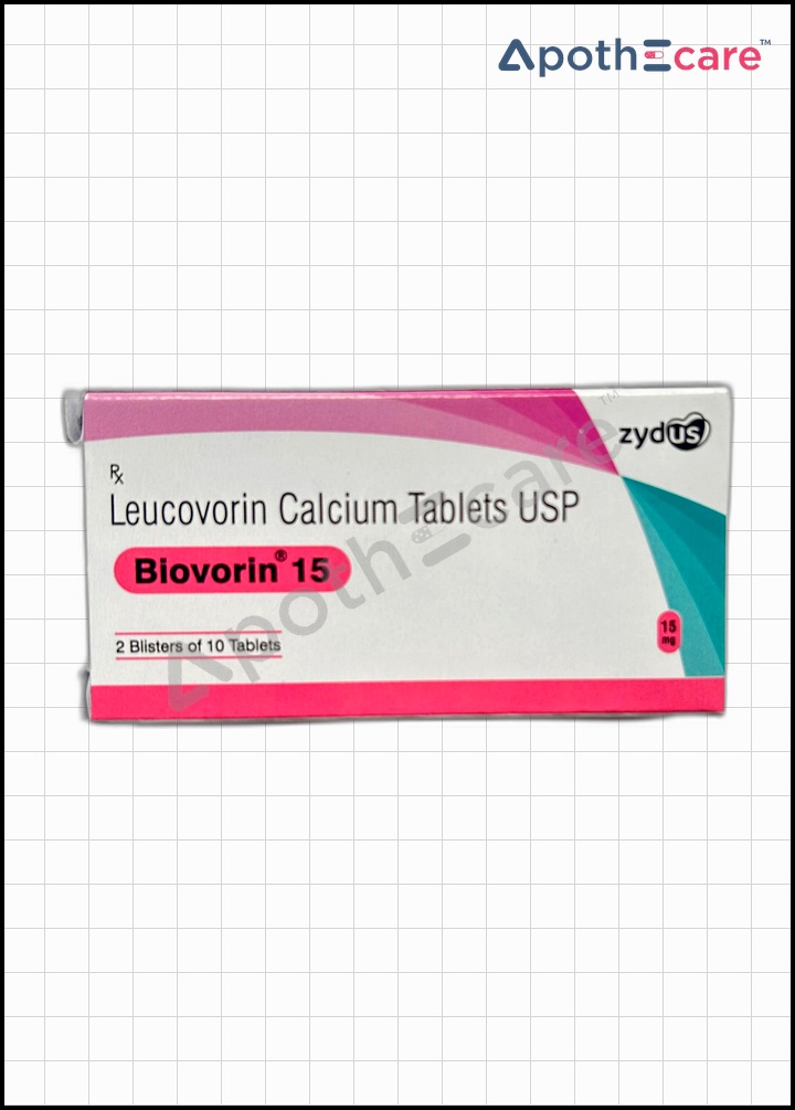 Biovorin 15mg Tablet is used to stop the negative effects of the anticancer drug methotrexate.
