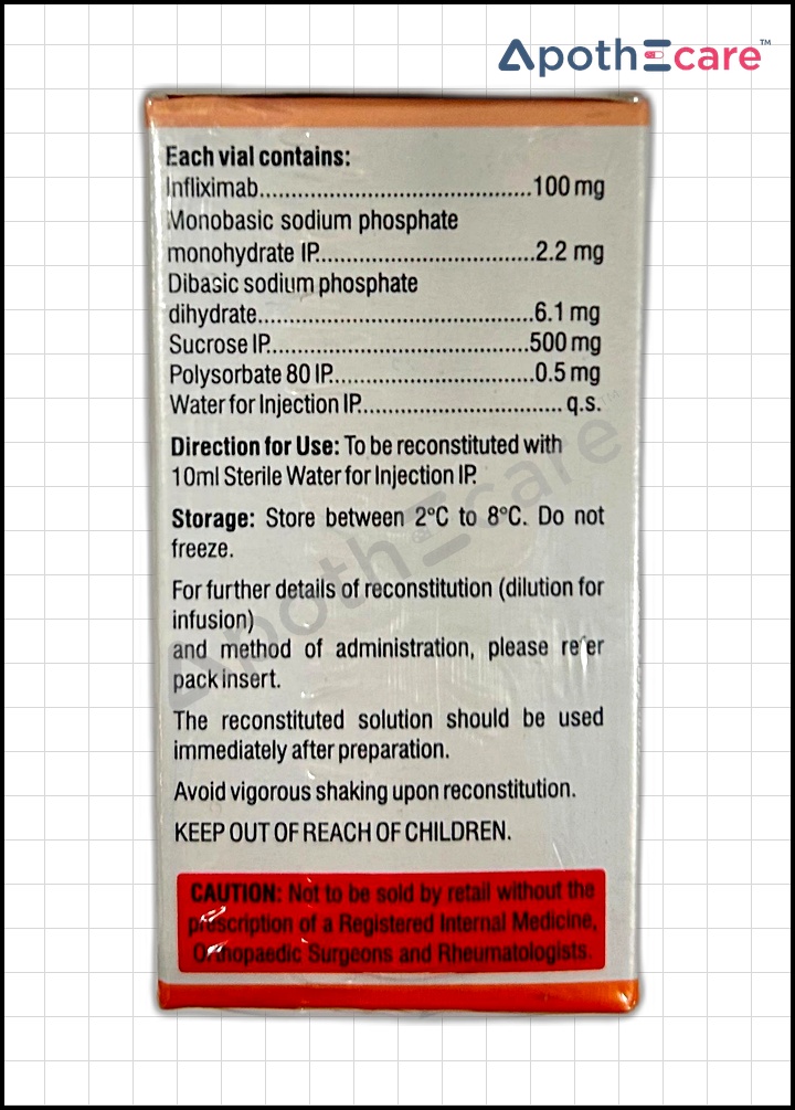 Inflixirel 100mg Injection is used to treat inflammatory diseases.