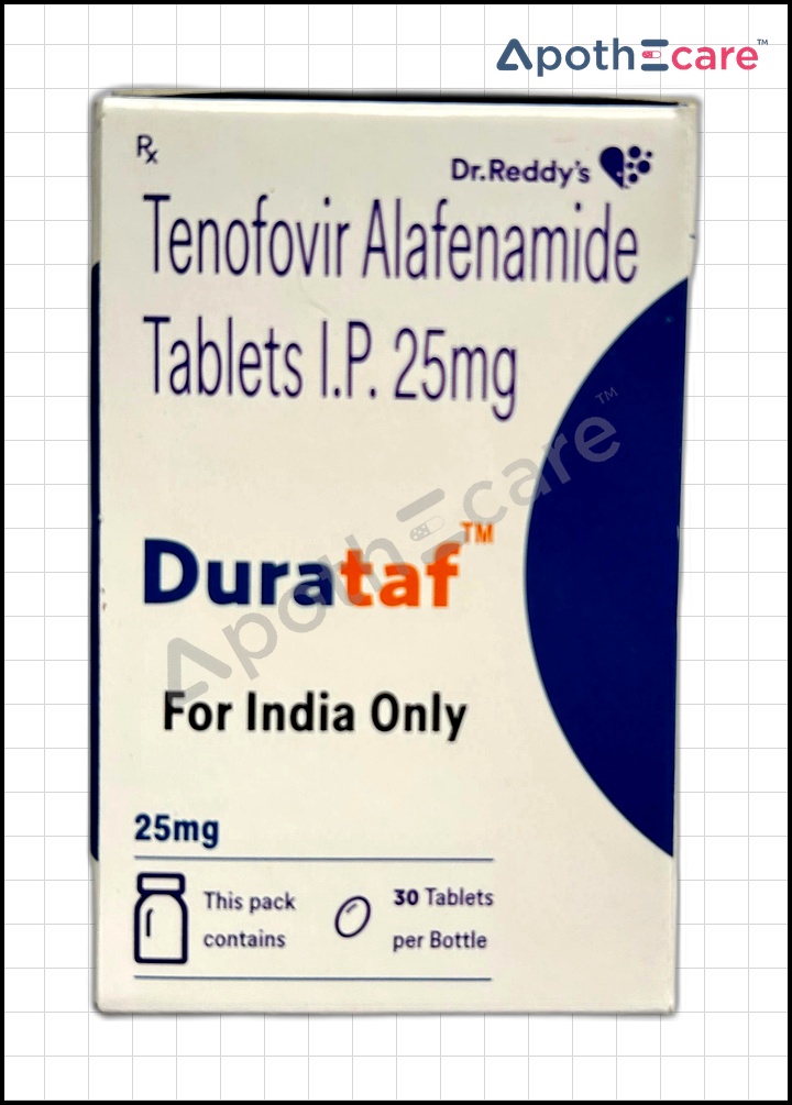 Durataf 25mg Tablet is used for the treatment of chronic hepatitis B and HIV infection.