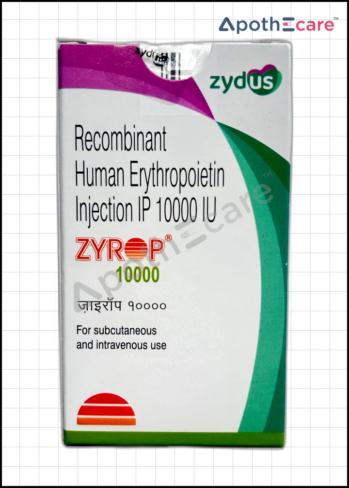 Zyrop 10000IU Injection is used to treat anemia from HIV treatment.