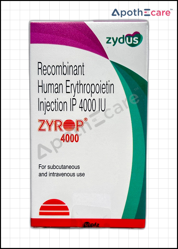 Zyrop 4000IU Injection is used to treat anemia from HIV treatment.