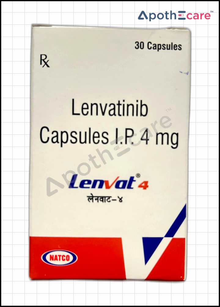 Lenvat 4mg Capsule is used to treat thyroid, renal, and hepatocellular carcinomas.