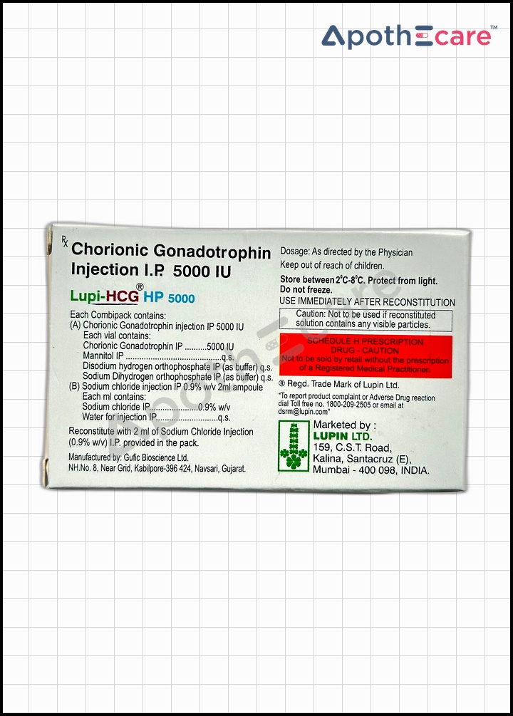 Lupi-HCG 5000IU Injection used in treating various fertility-related conditions.