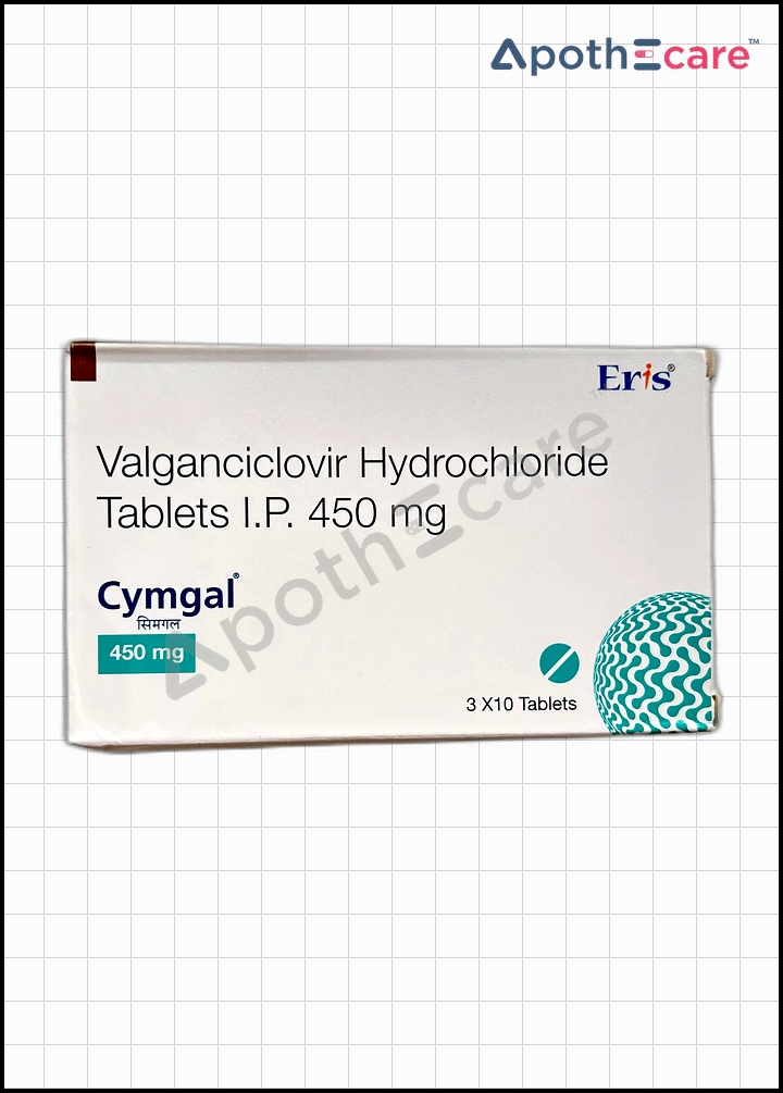 Cymgal 450mg Tablet is used to treat cytomegalovirus infections.