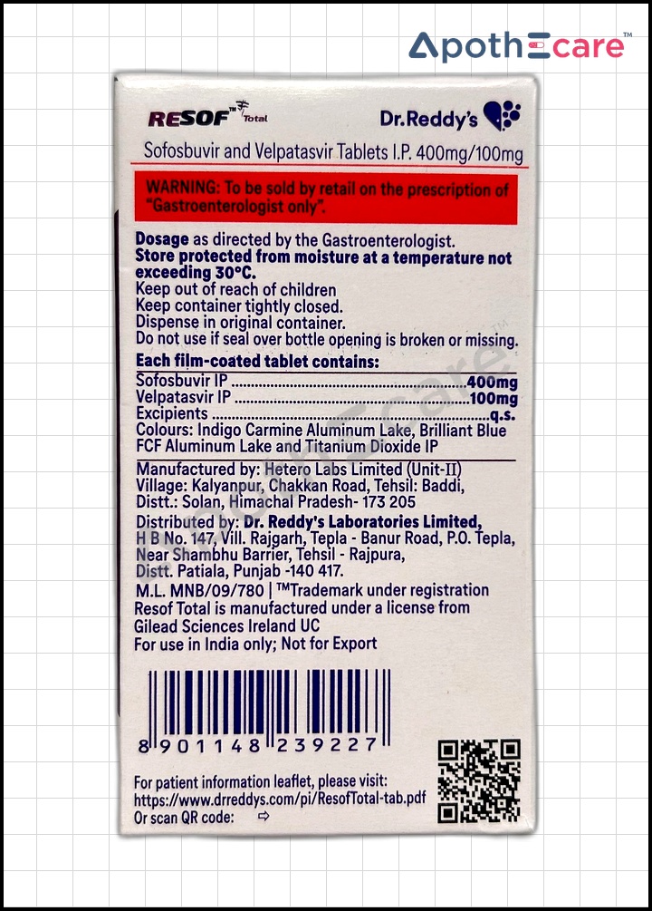 Resof Total Tablet is used in the treatment of chronic hepatitis C infection.