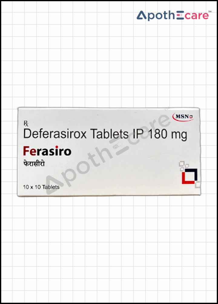Ferasiro 180mg Tablet is used to treat thalassemia, sickle cell anemia.