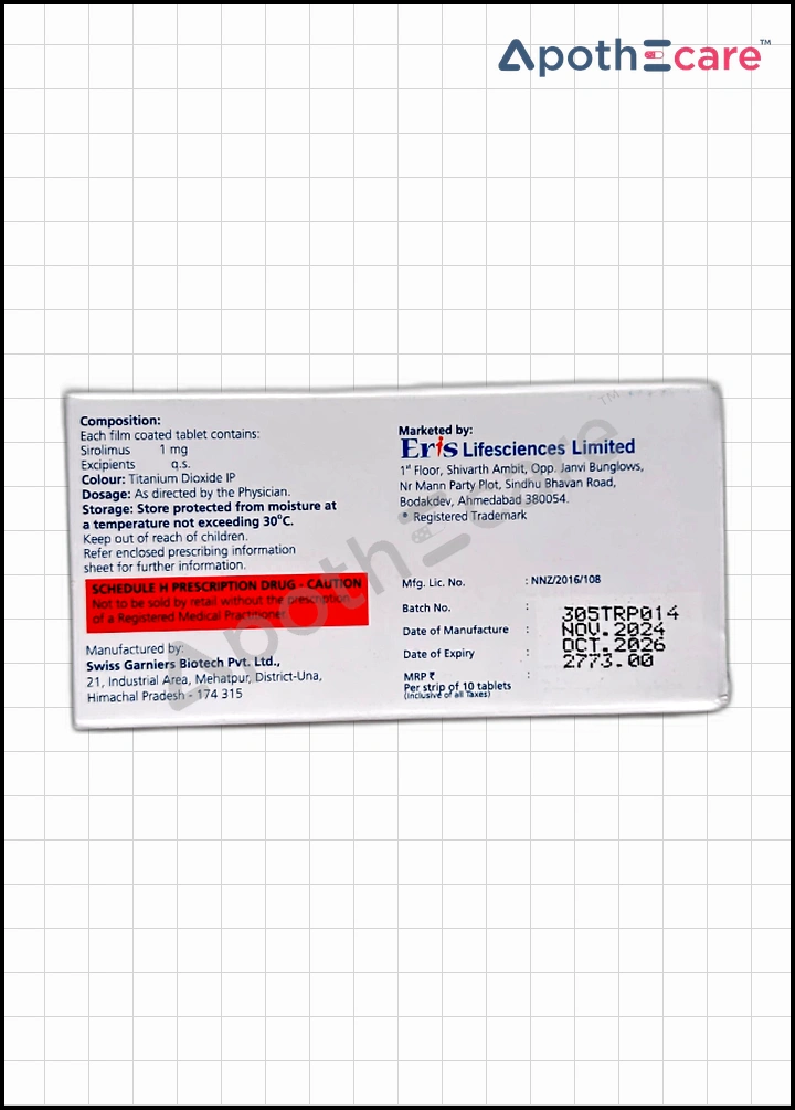 Rapacan 1mg Tablet is used to prevent organ rejection in transplant patients.