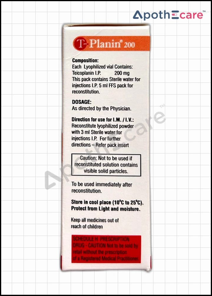 T-Planin 200mg Injection is used to treat a wide range of bacterial infections.