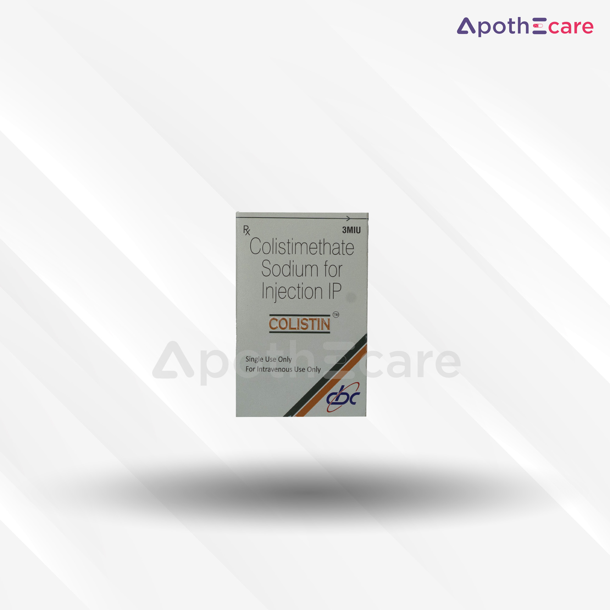 Colistin 3 MIU Injection pack of 1, used in bacterial infection treatments.