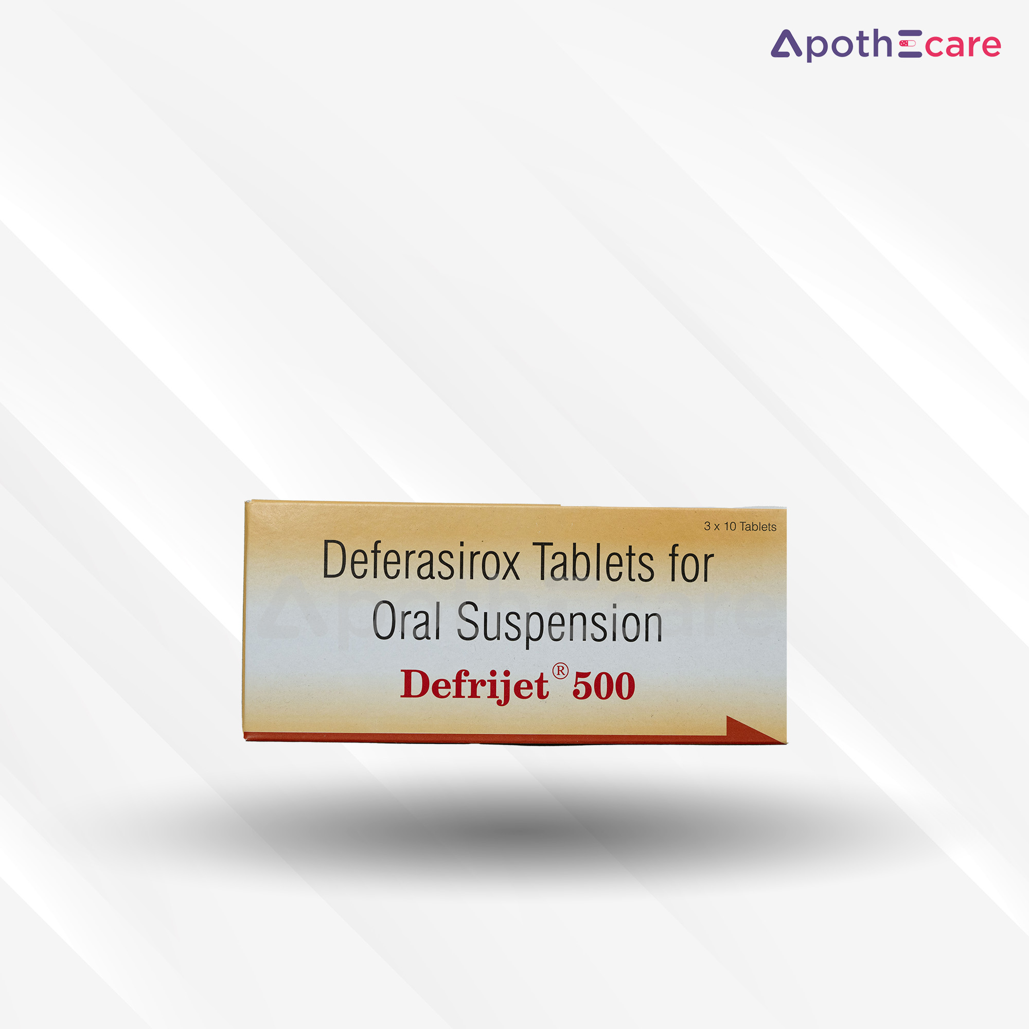 Defrijet 500mg Tablet, a drug used for iron overload treatment.