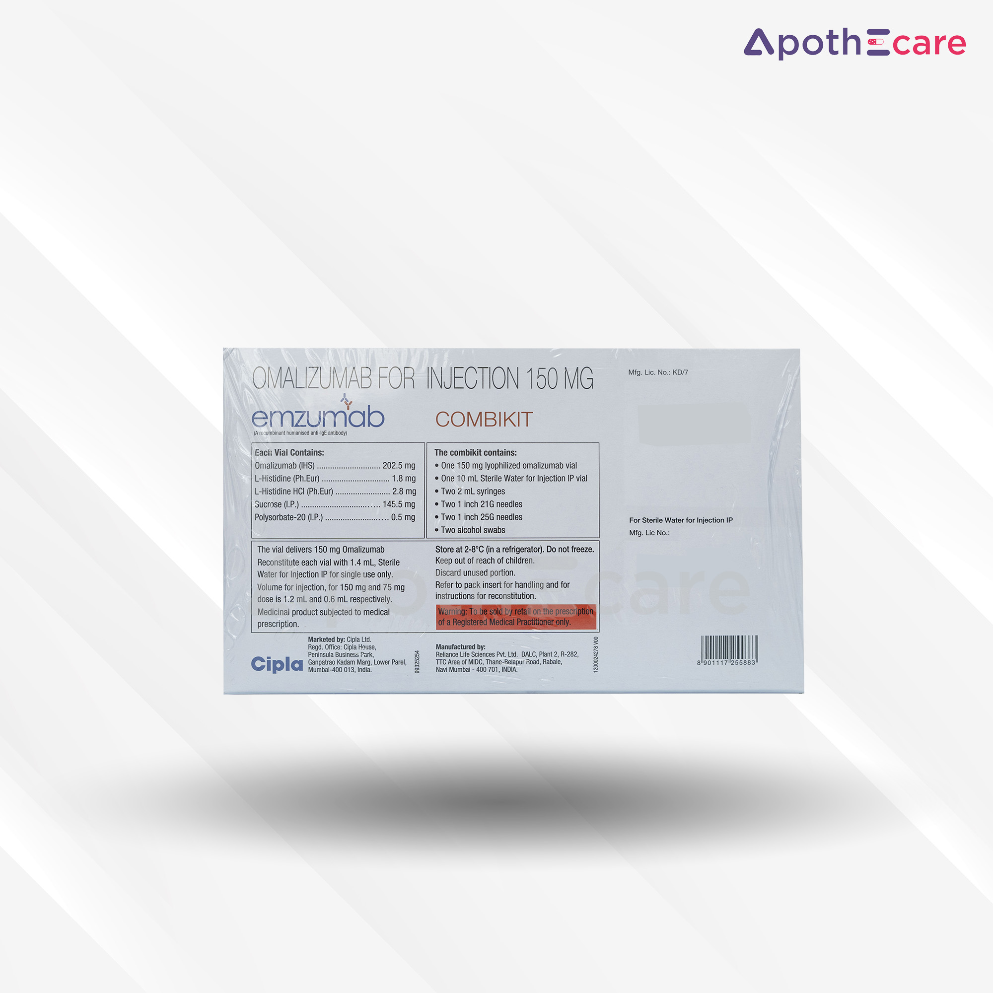 Emzumab 150mg Injection, a monoclonal antibody used in cancer treatment.