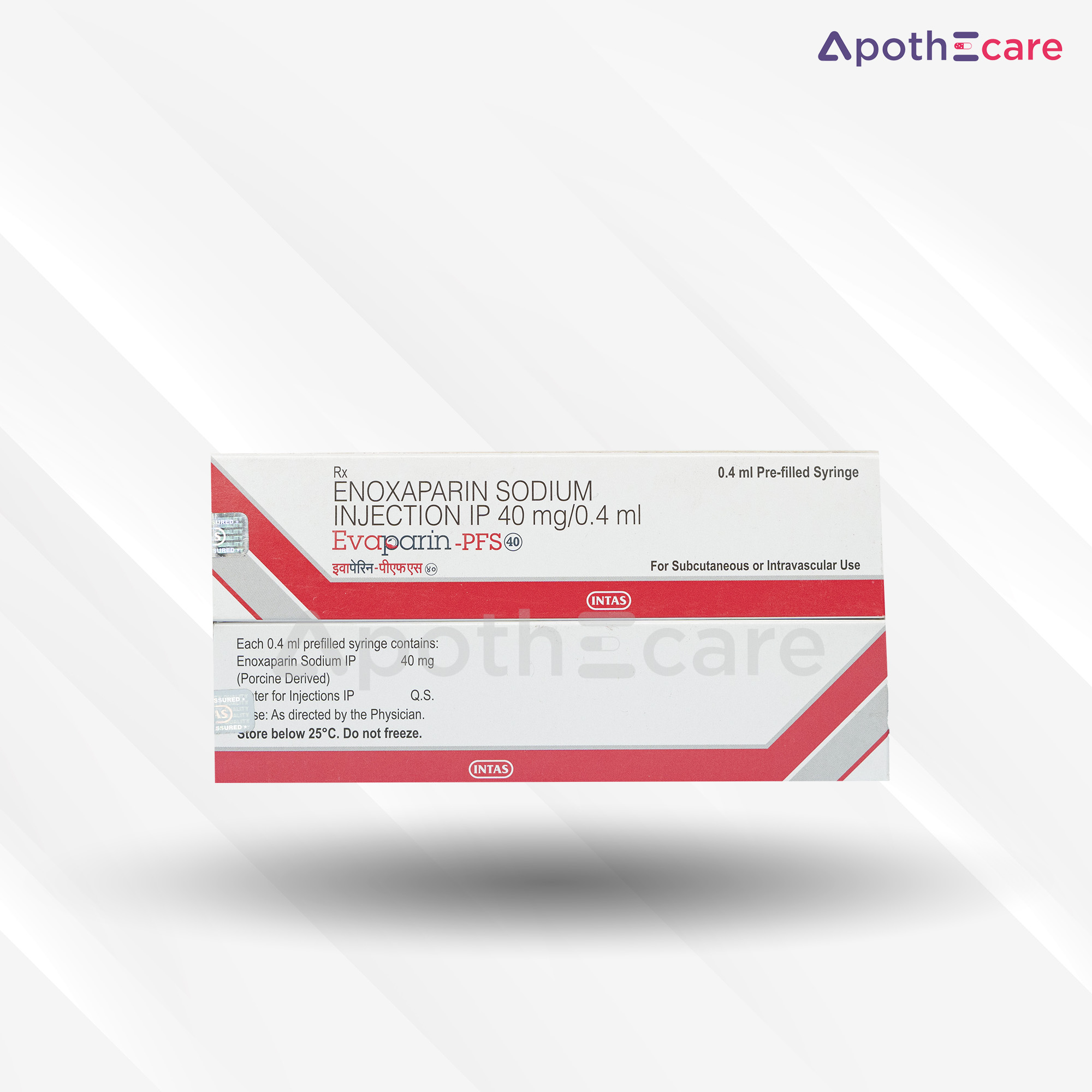 Evaparin 40mg PFS, a medication for anticoagulation therapy.