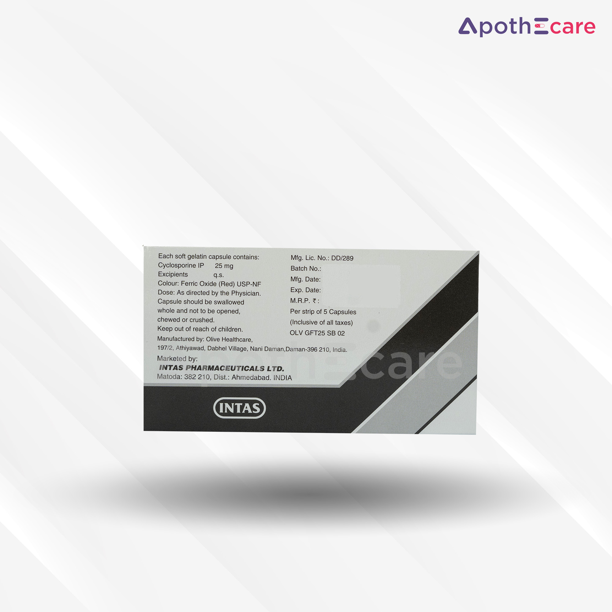 Grafotas 25mg Capsule, used for organ transplant patients to prevent rejection