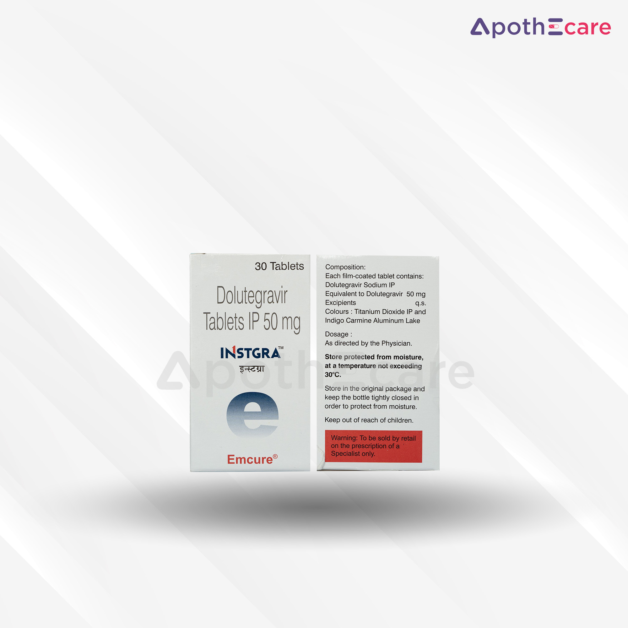 Instgra 50mg tablet, used for the treatment of HIV-1 infection.v