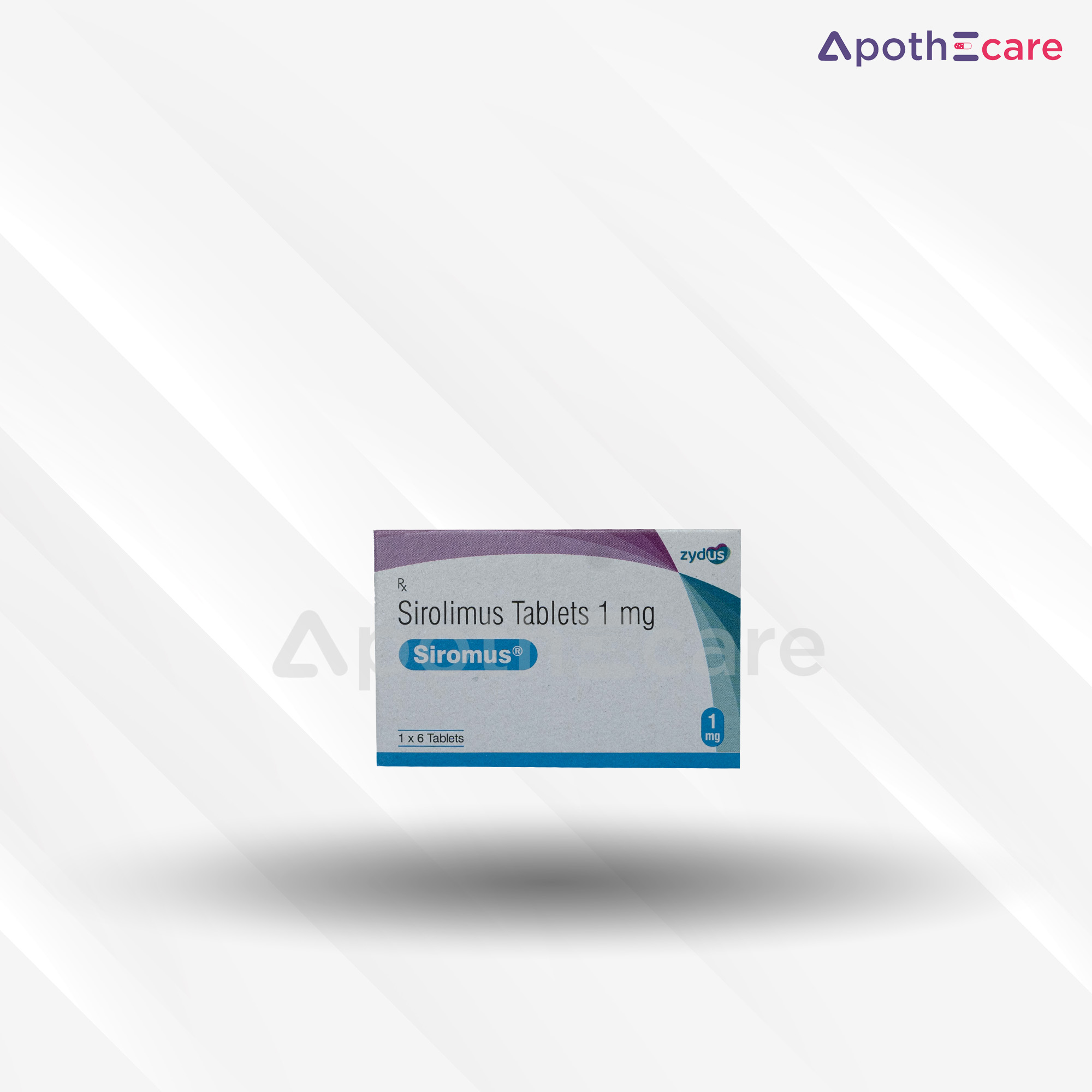 Siromus 1mg Sirolimus tablets pack of 16, used in organ transplant therapy.