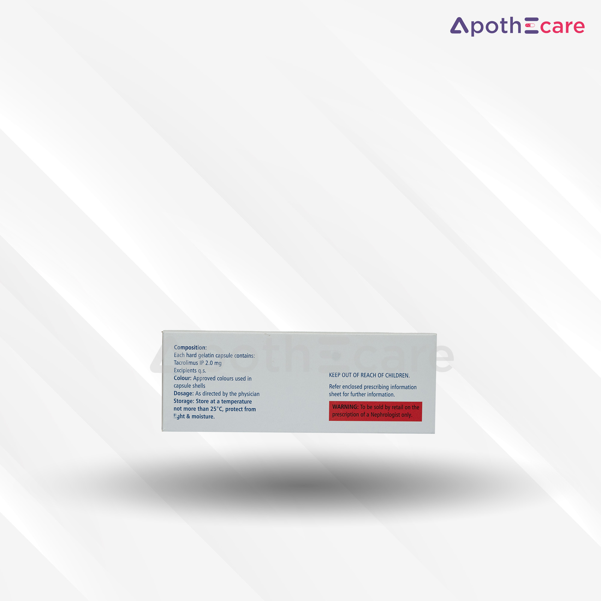 Tacrograf 2.0mg pack of 16, used for organ transplant therapy.