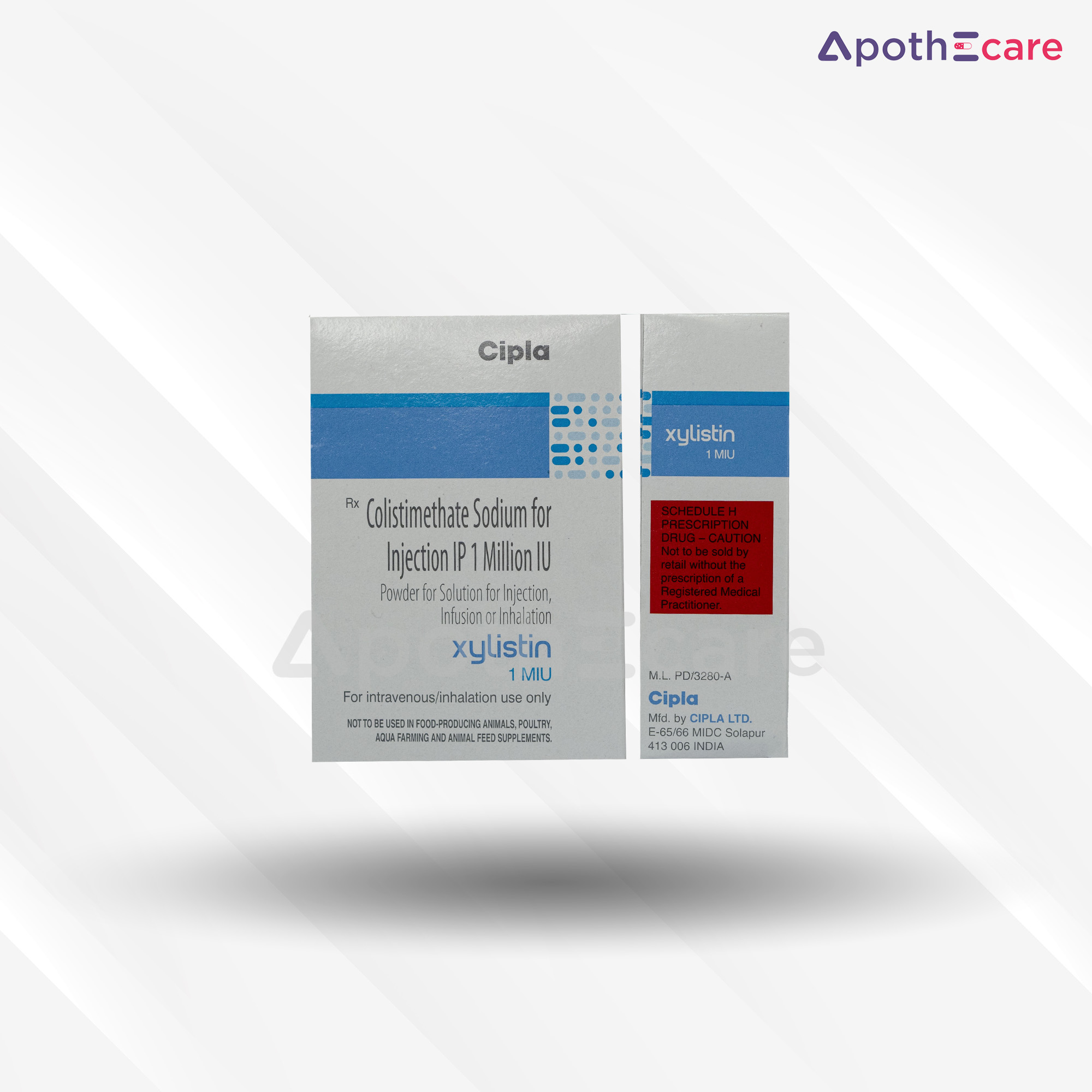 Xylistin 1MIU Injection, an antibiotic used to treat severe bacterial infections.