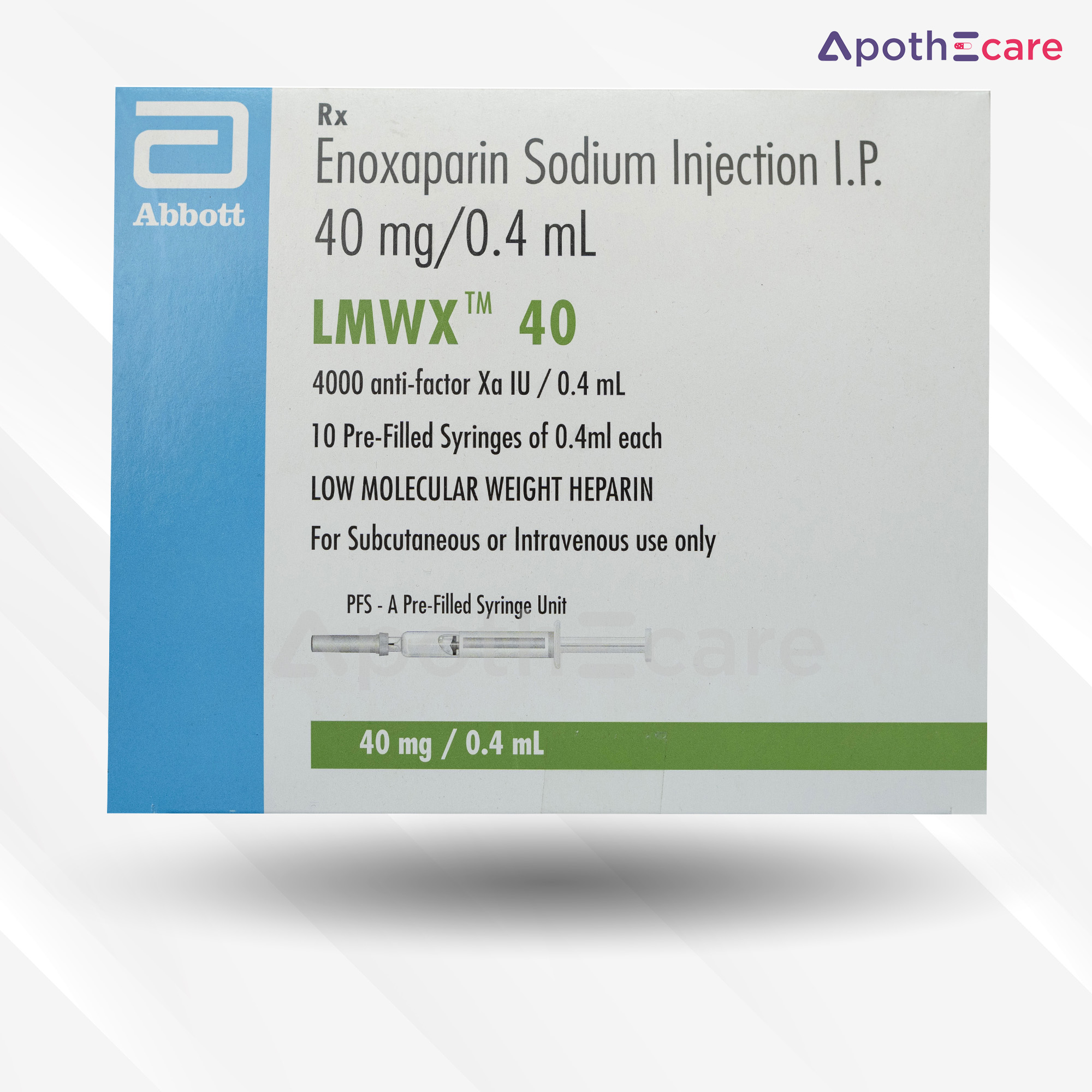 LMWX 40mg Injection, used as an anticoagulant to prevent and treat blood clots.