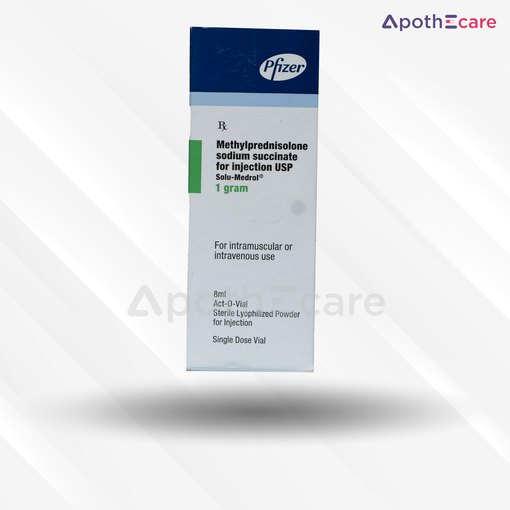 Solu-Medrol 1gm Injection, used to treat severe allergic responses, rheumatic illnesses, asthma and skin or eye problems.