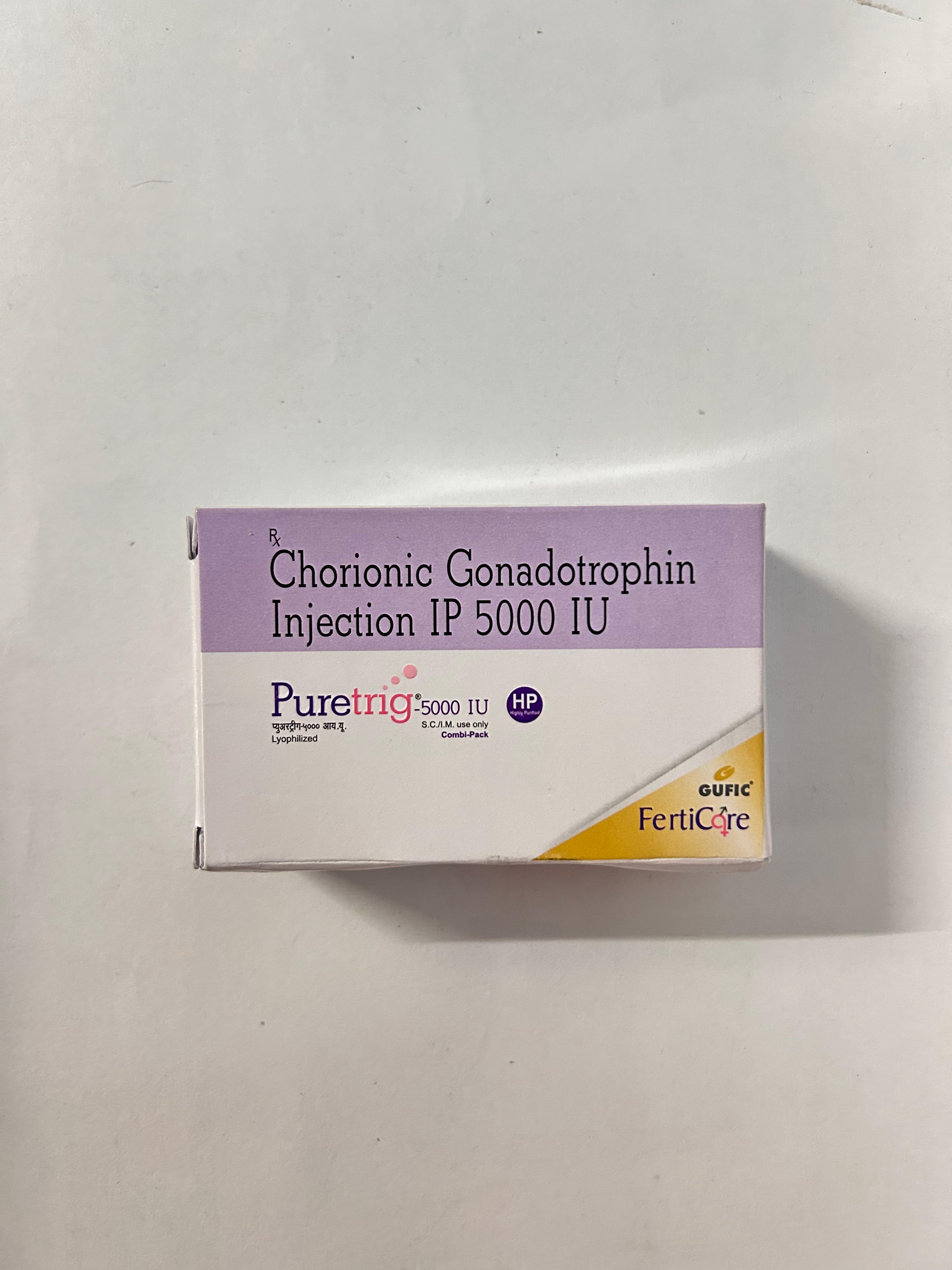Puretrig 5000IU Injection, used in treating various fertility-related conditions.
