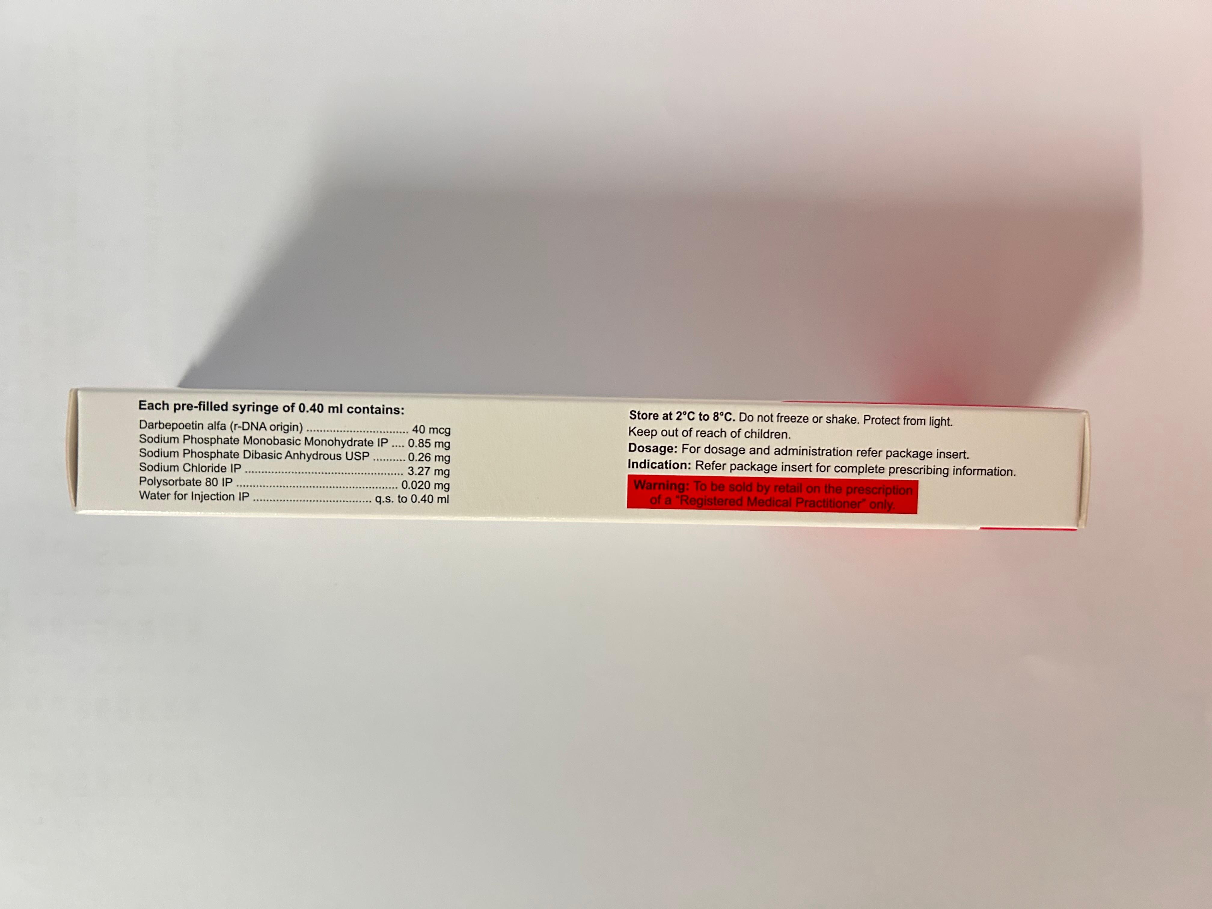 Darba 40mcg Injection is a synthetic version of a protein that helps your body produce more red blood cells.