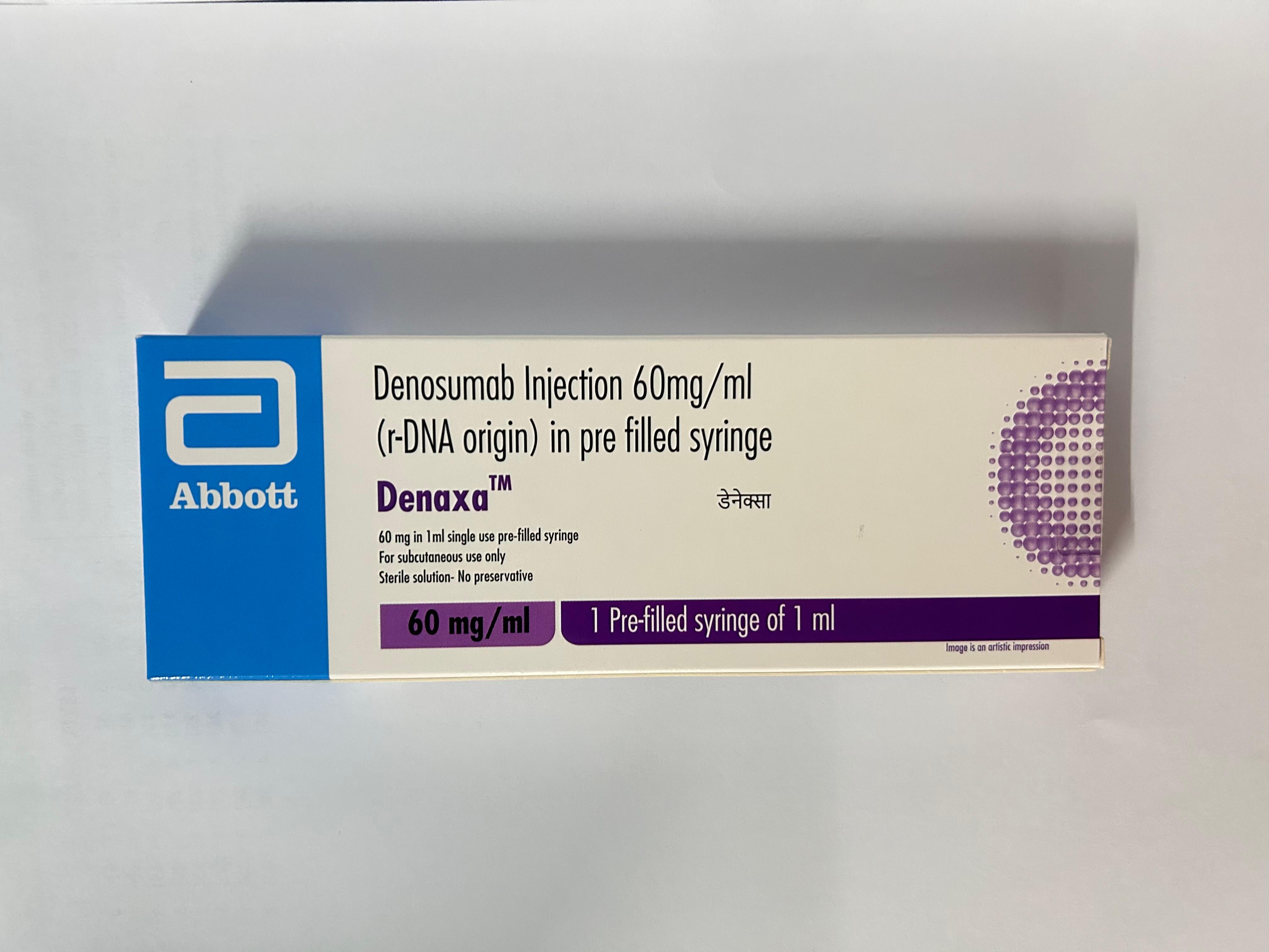 Denaxa 60mg Injection, a monoclonal antibody used primarily in the treatment of bone-related conditions.