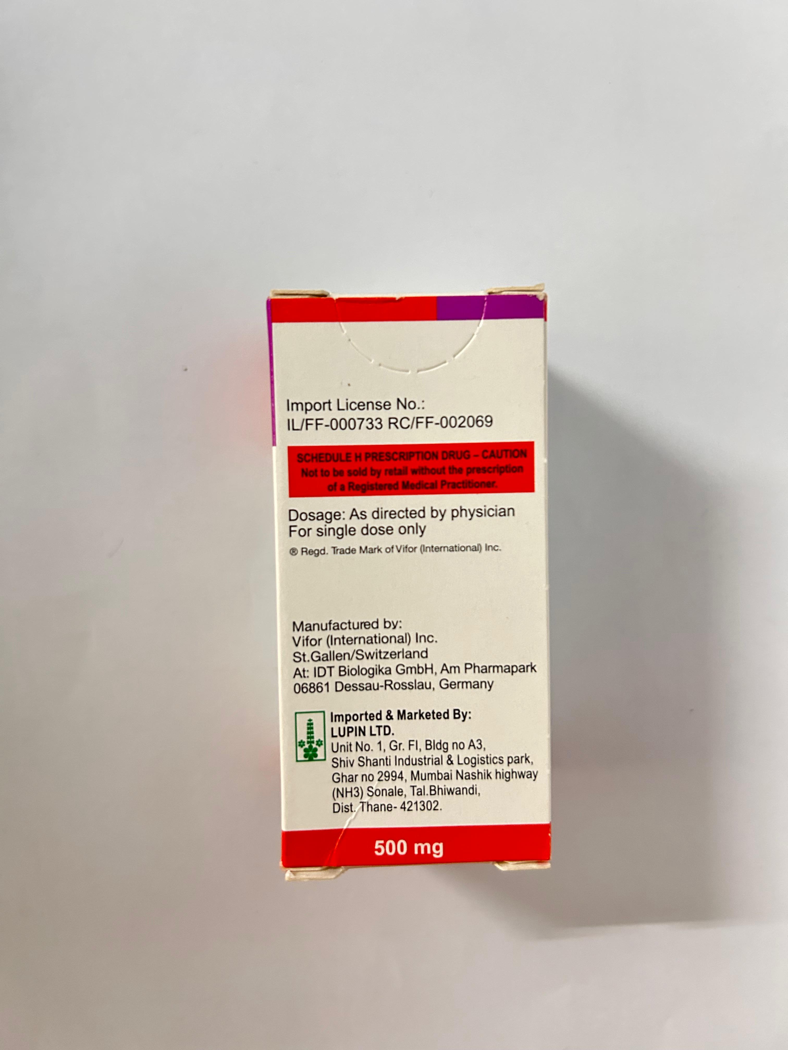 Ferinject 50mg solution for Injection, is used to treat iron-deficiency anemia