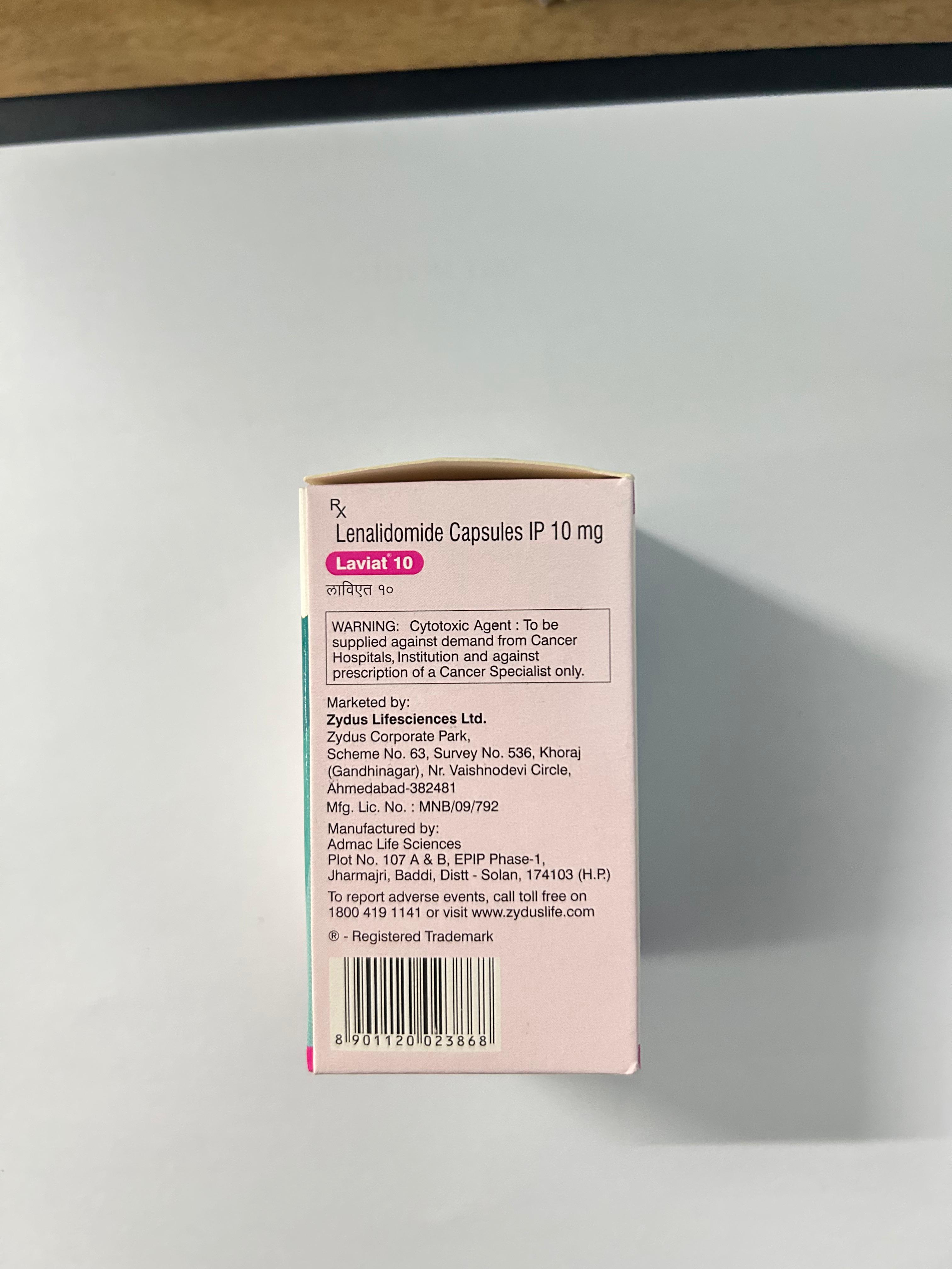 Laviat 10mg capsule, is used mainly for the treatment of particular kinds of blood cancers, including multiple myeloma and myelodysplastic syndromes.