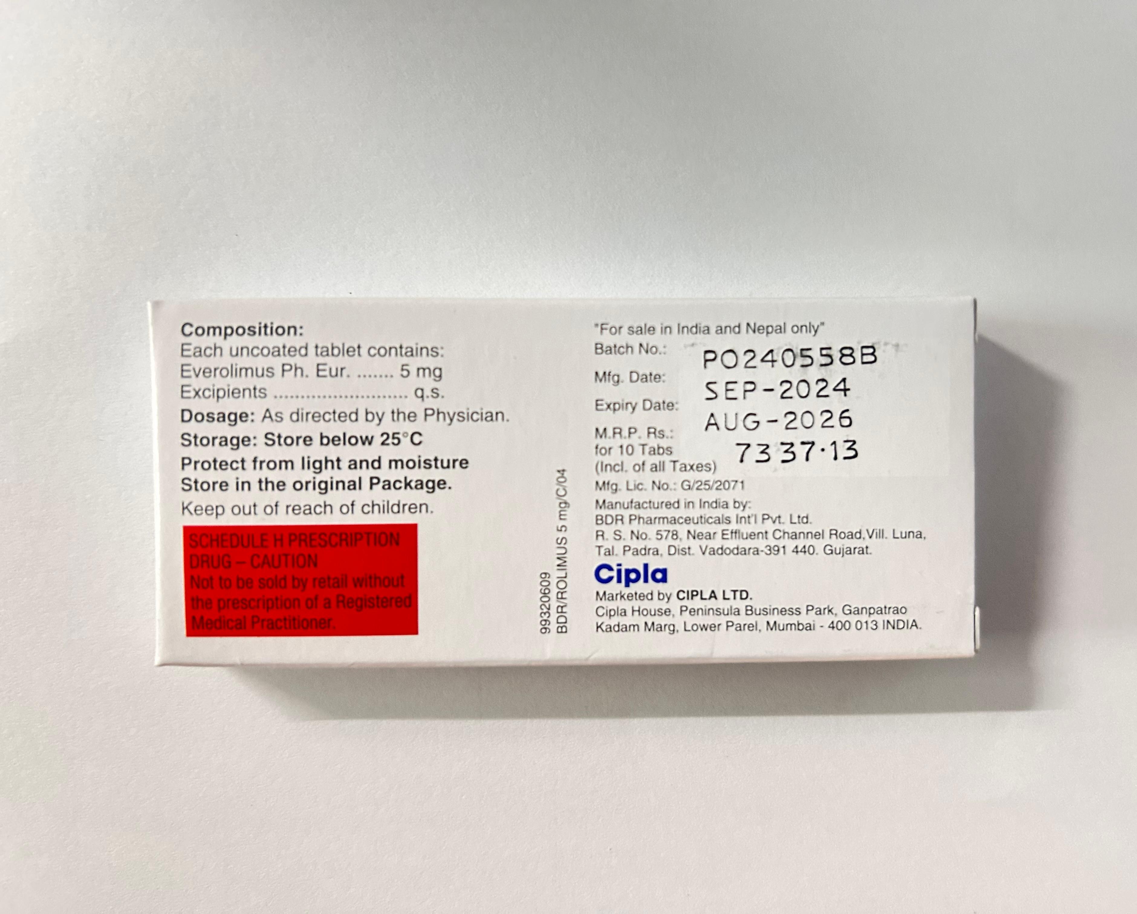 Rolimus 5 Tablet, It is used to treat cancer as well as other illnesses.