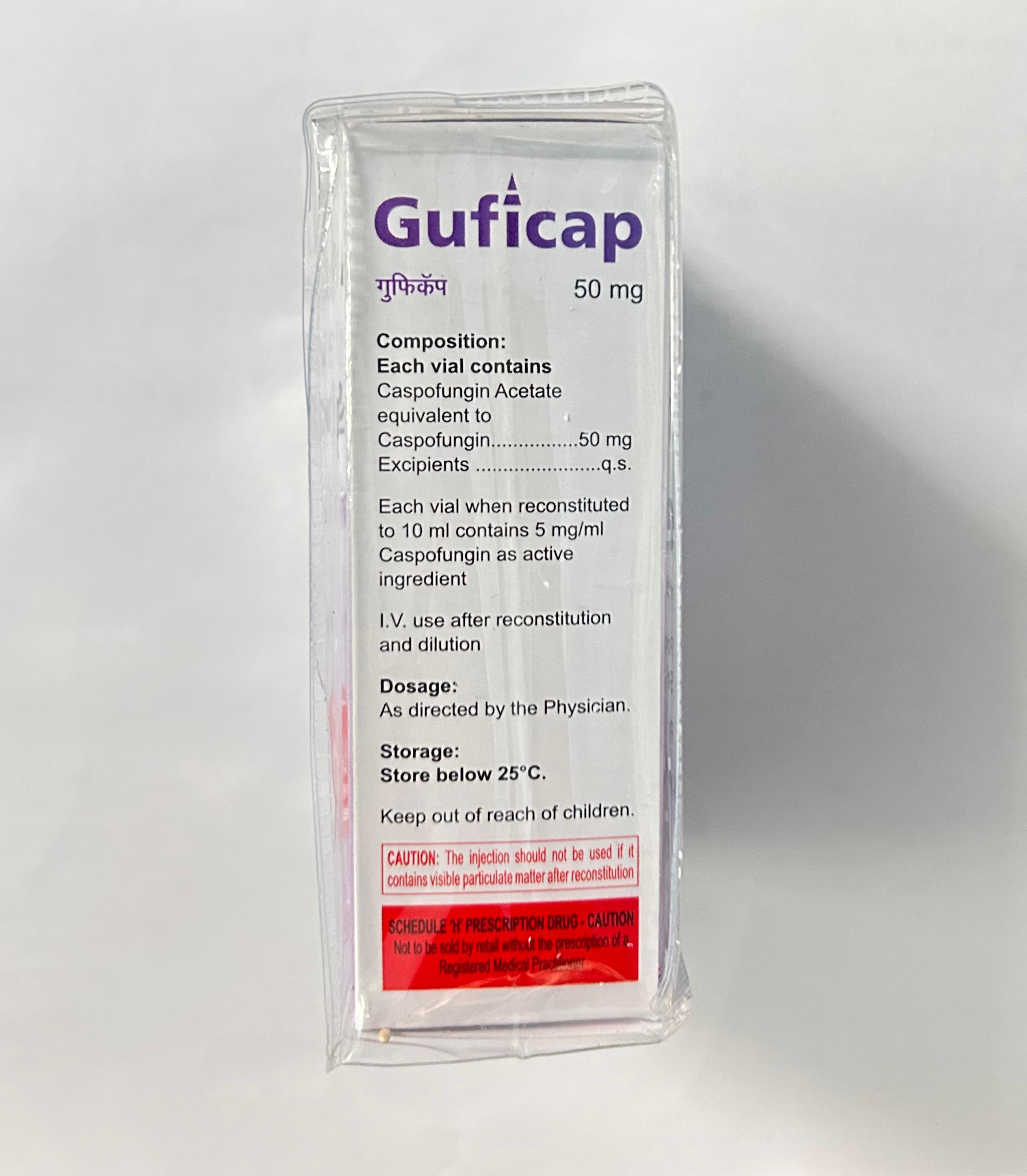 Guficap 50mg Injection, an antifungal medication used to treat severe fungal infections.
