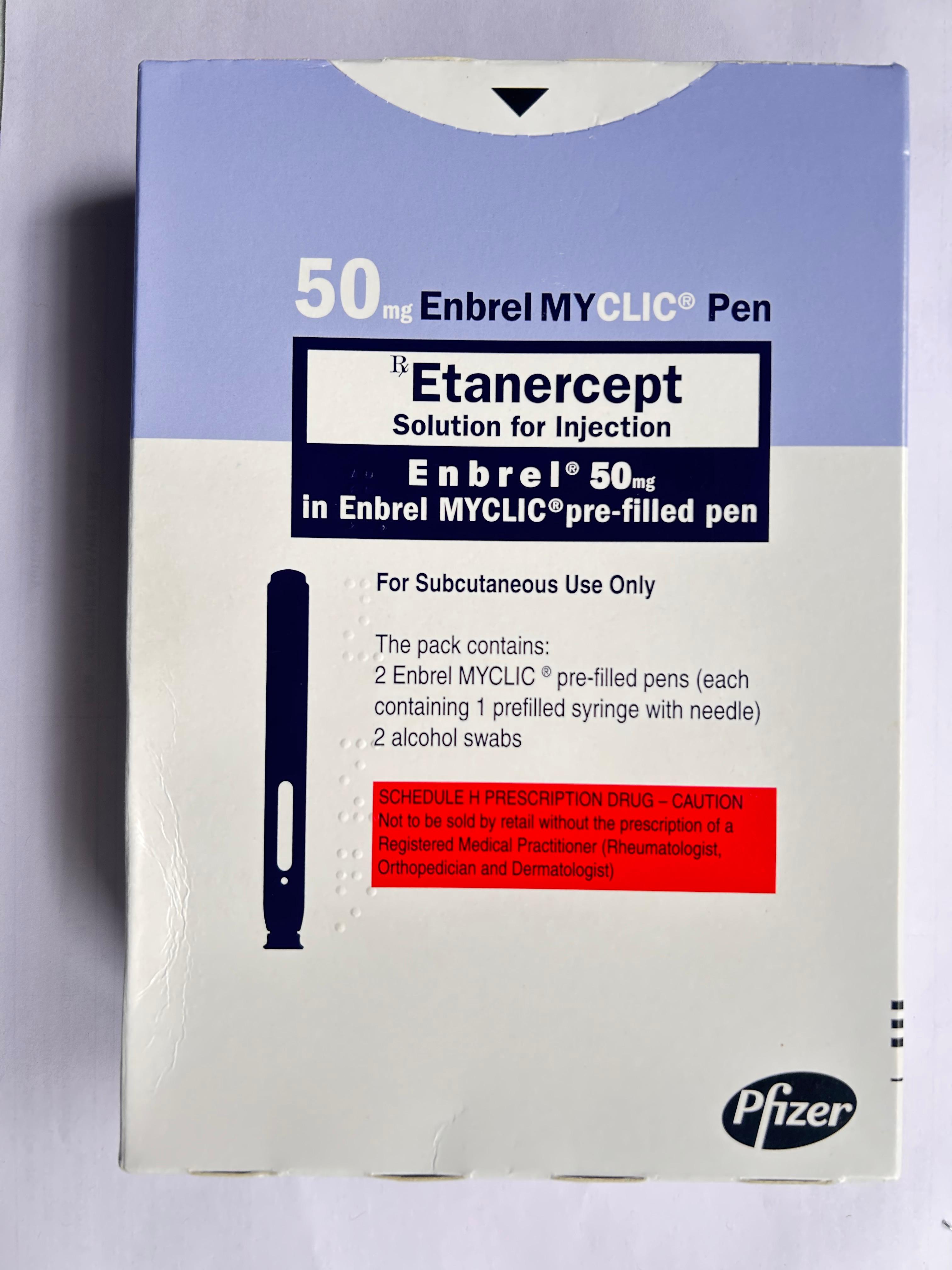 Enbrel 50mg Injection used in the treatment of autoimmune diseases.