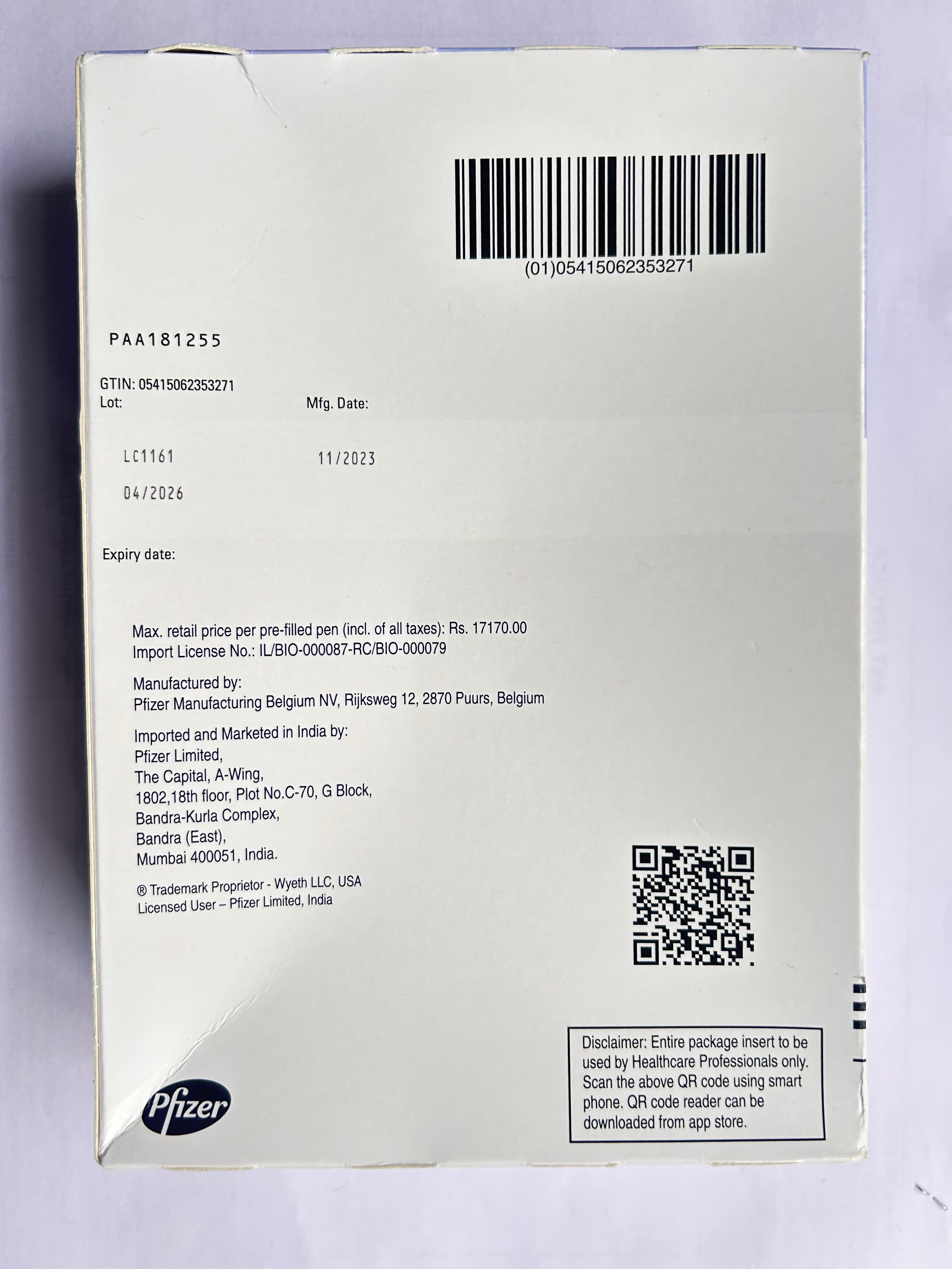 Enbrel 50mg Injection used in the treatment of autoimmune diseases.