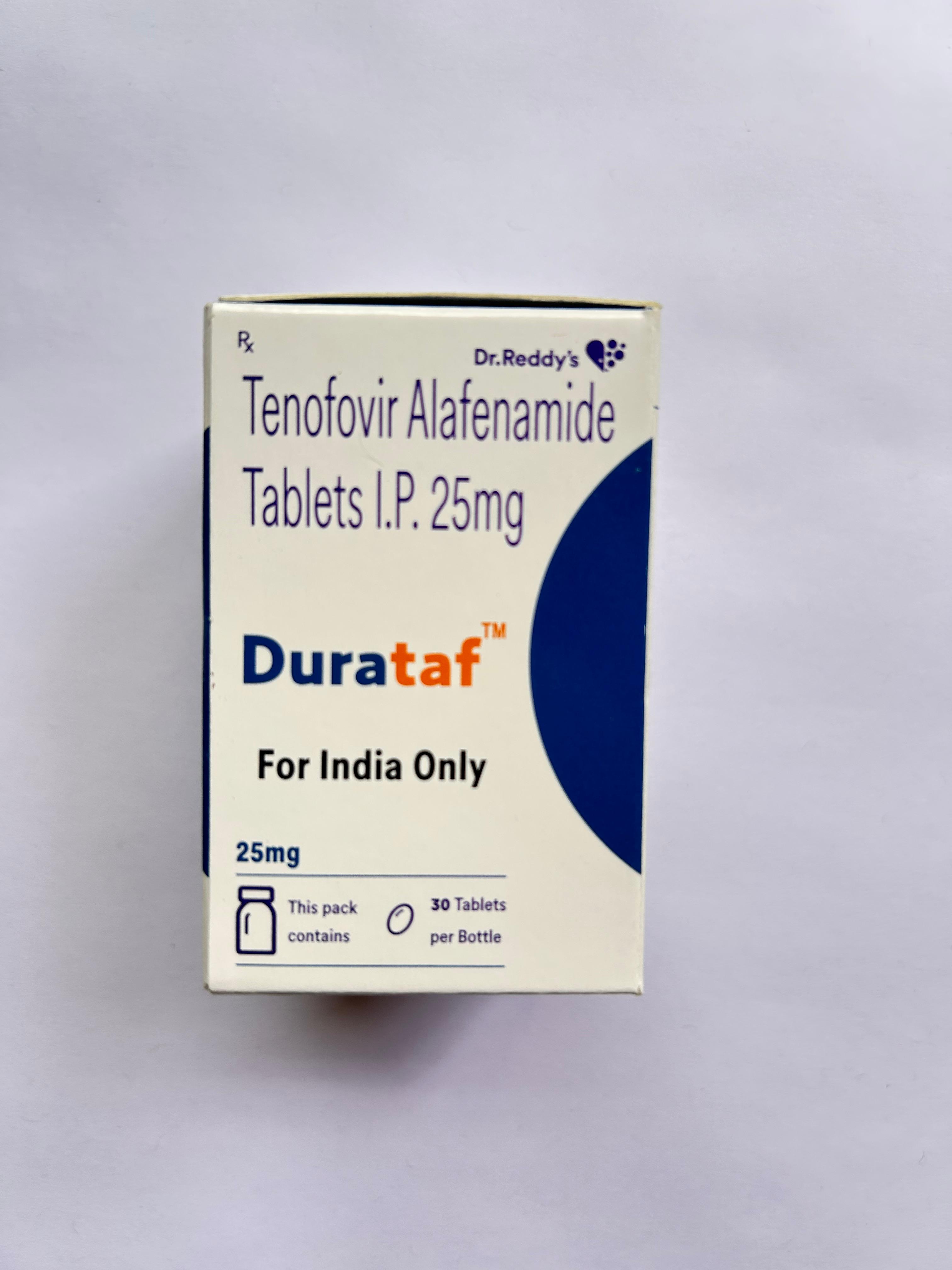 Durataf 25mg Tablet is used for the treatment of chronic hepatitis B and HIV infection.