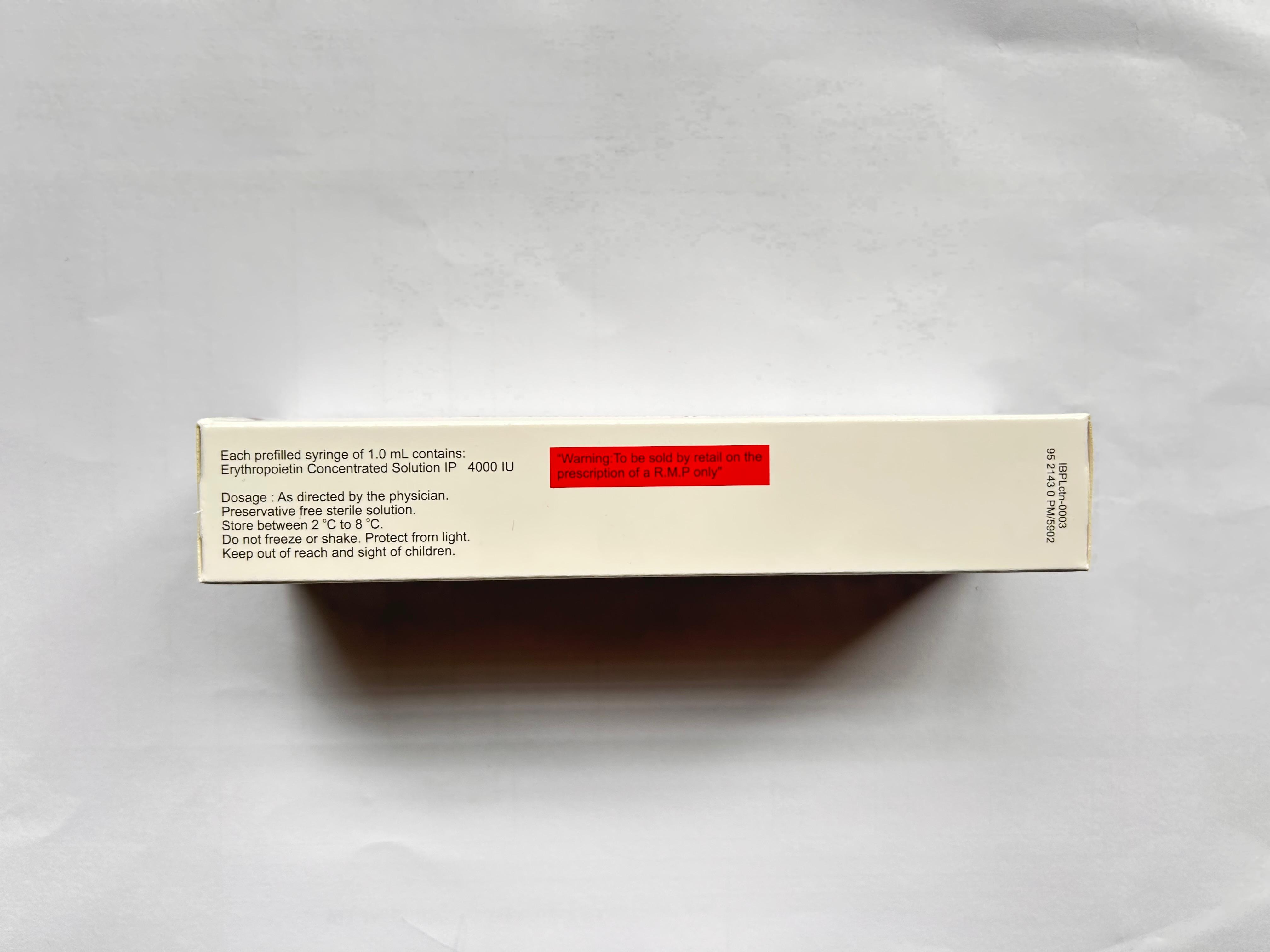 Epofit 4000IU Injection is used to treat anemia.